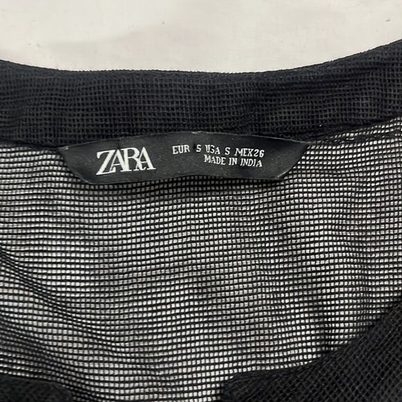 Zara Embroidered Black Midi Kaftan Lightweight Beach Bohemian Size Small Beachy - Picture 8 of 10